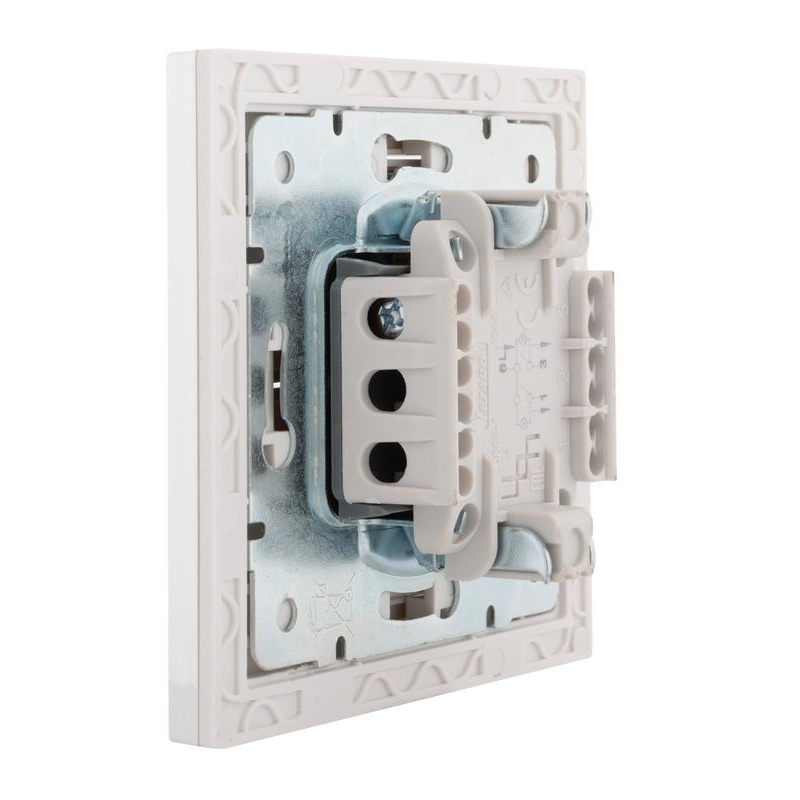 Выключатель 2-кл. СП Рейн 10А IP20 с подсветкой с хром. боковой вставкой бел. LEZARD 703-0225-112