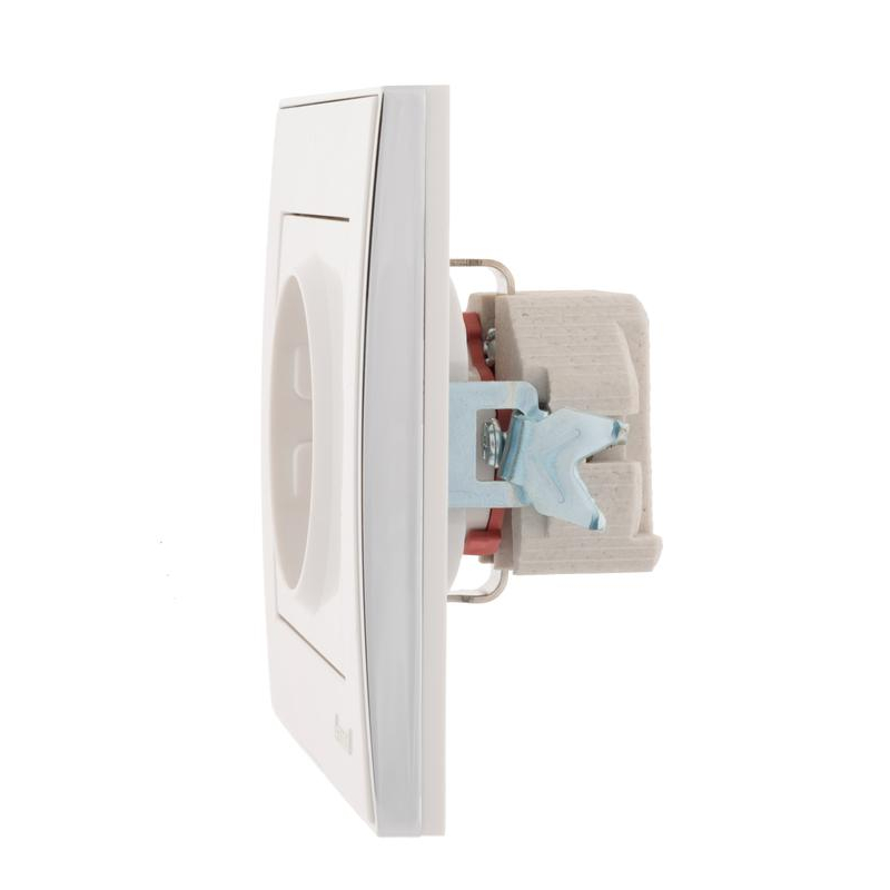 Розетка 1-м СП Рэйн 16А IP20 защ. шторки с зол. боковой вставкой керамика бел. LEZARD 703-0225-124