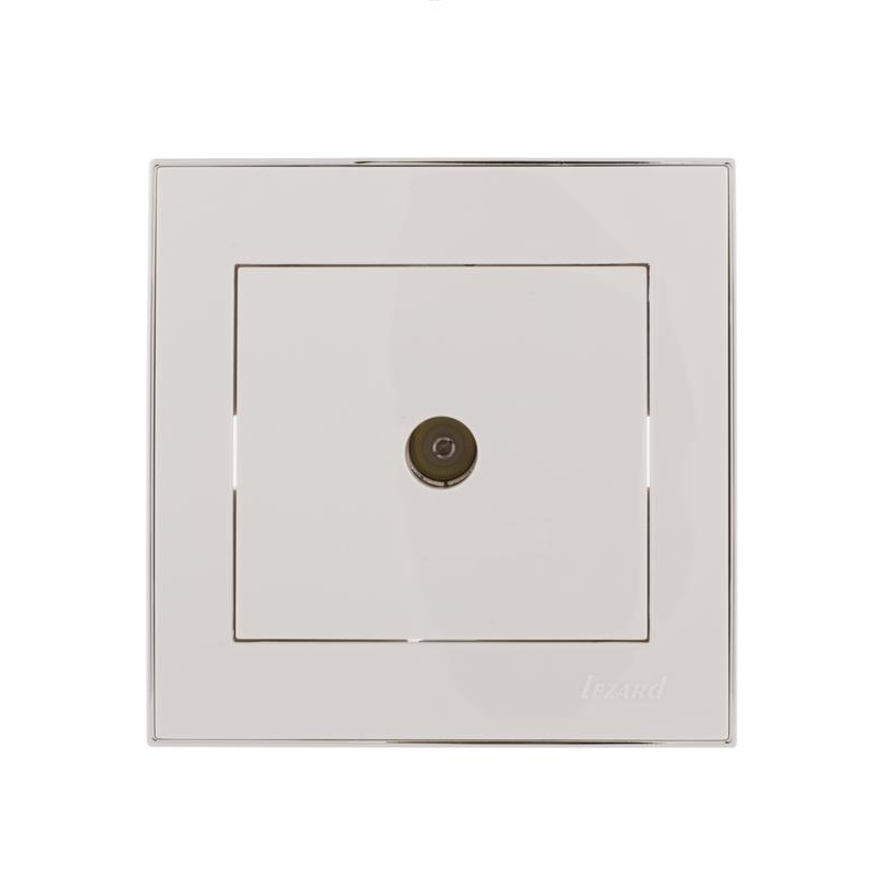 Розетка TV СП Рейн проходная с боковой встав. хром бел. LEZARD 703-0225-129