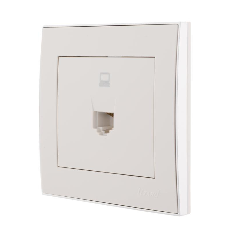 Розетка компьютерная 1-м СП Рейн с боковой встав. хром бел. LEZARD 703-0225-139