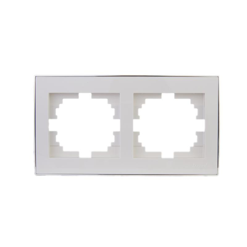 Рамка 2-м Рейн горизонт. с боковой встав. хром бел. LEZARD 703-0225-147