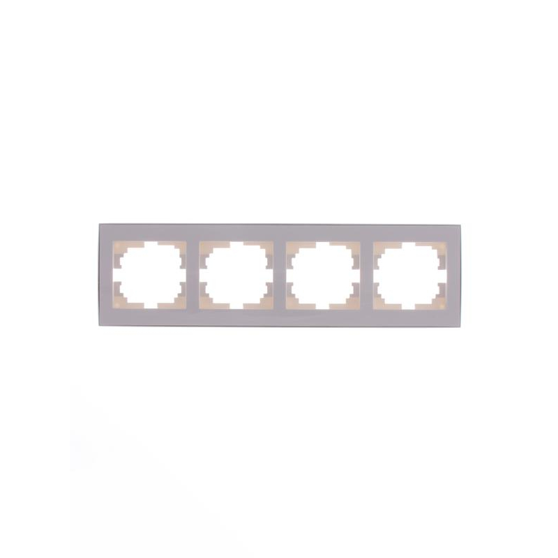 Рамка 4-м Рейн горизонт. с боковой встав. хром бел. LEZARD 703-0225-149