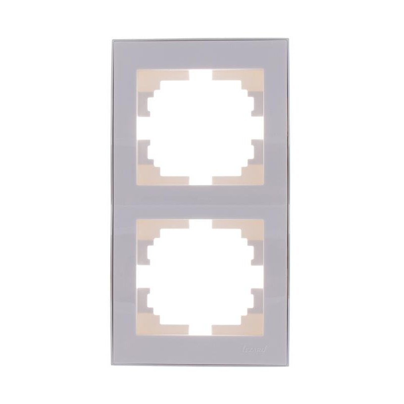 Рамка 2-м Рейн верт. с боковой встав. хром бел. LEZARD 703-0225-152