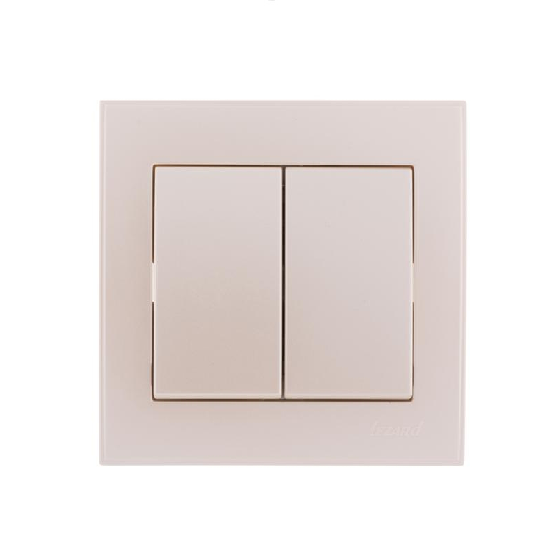 Выключатель 2-кл. СП Рейн 10А IP20 жемчуж./бел. метал. LEZARD 703-3030-101