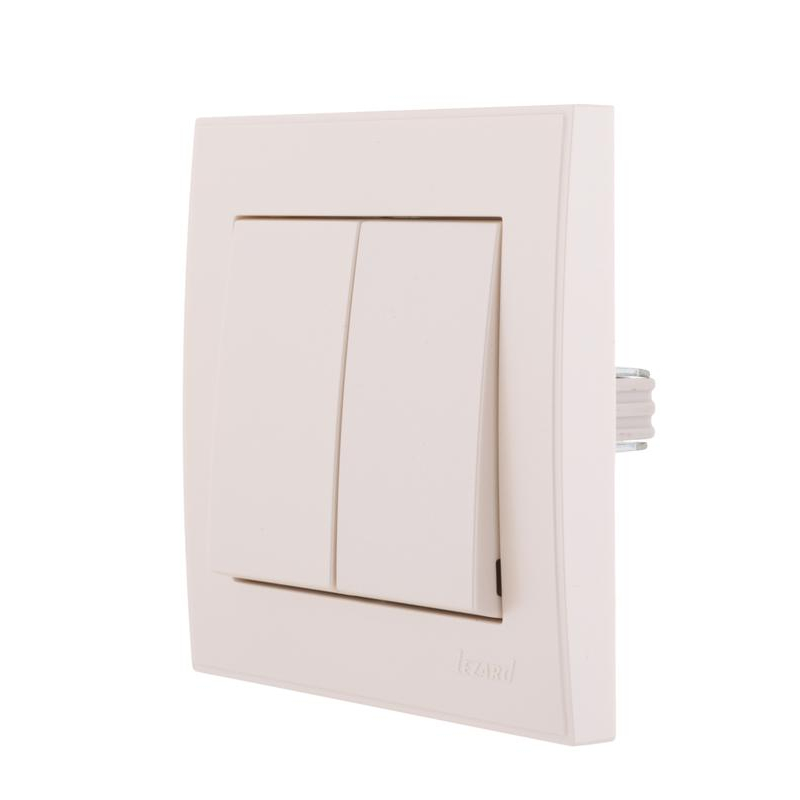 Выключатель 2-кл. СП Рейн 10А IP20 жемчуж./бел. метал. LEZARD 703-3030-101