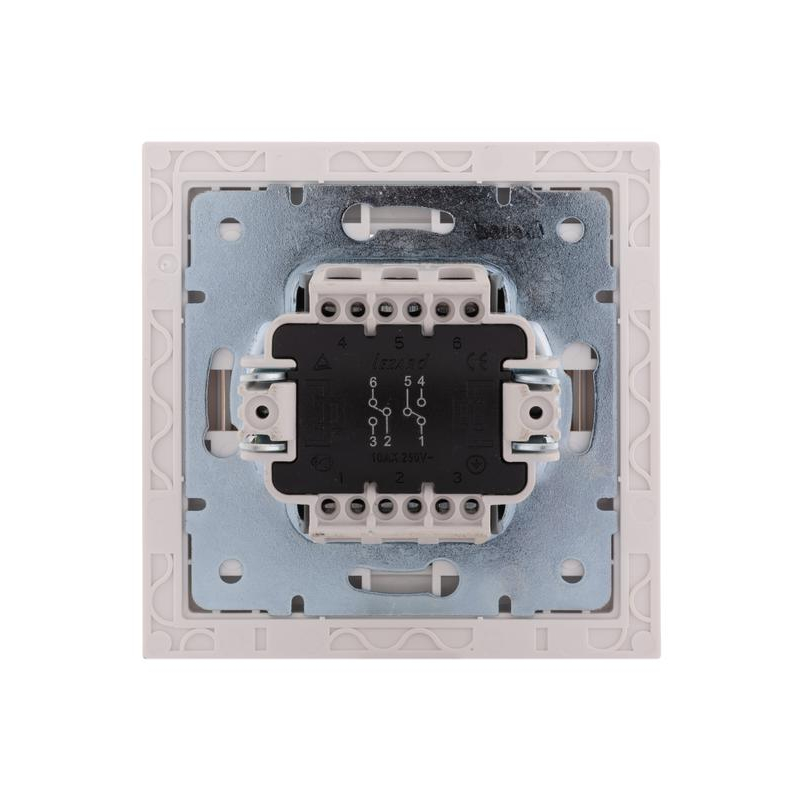 Выключатель проходной 2-кл. СП Рейн 10А IP20 жемчуж./бел. метал. LEZARD 703-3030-106