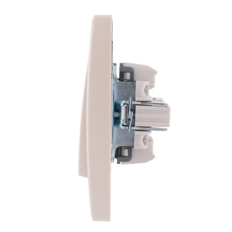 Выключатель 1-кл. СП Рейн 10А IP20 с подсветкой жемчуж./бел. метал. LEZARD 703-3030-111