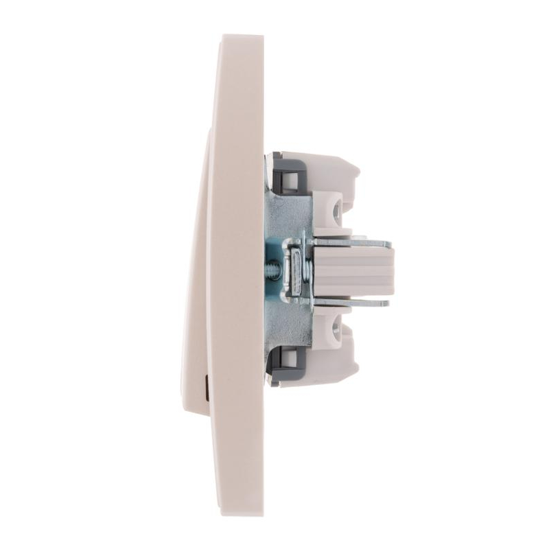 Выключатель 2-кл. СП Рейн 10А IP20 с подсветкой жемчуж./бел. метал. LEZARD 703-3030-112