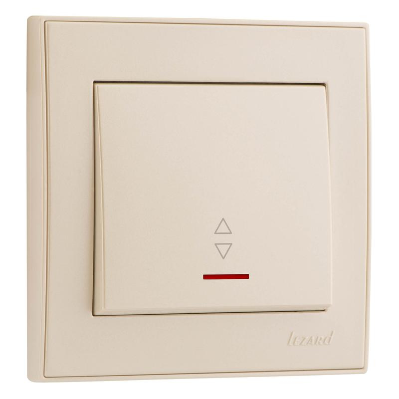 Выключатель проходной 1-кл. СП Рейн 10А IP20 с подсветкой жемчуж./бел. метал. LEZARD 703-3030-114