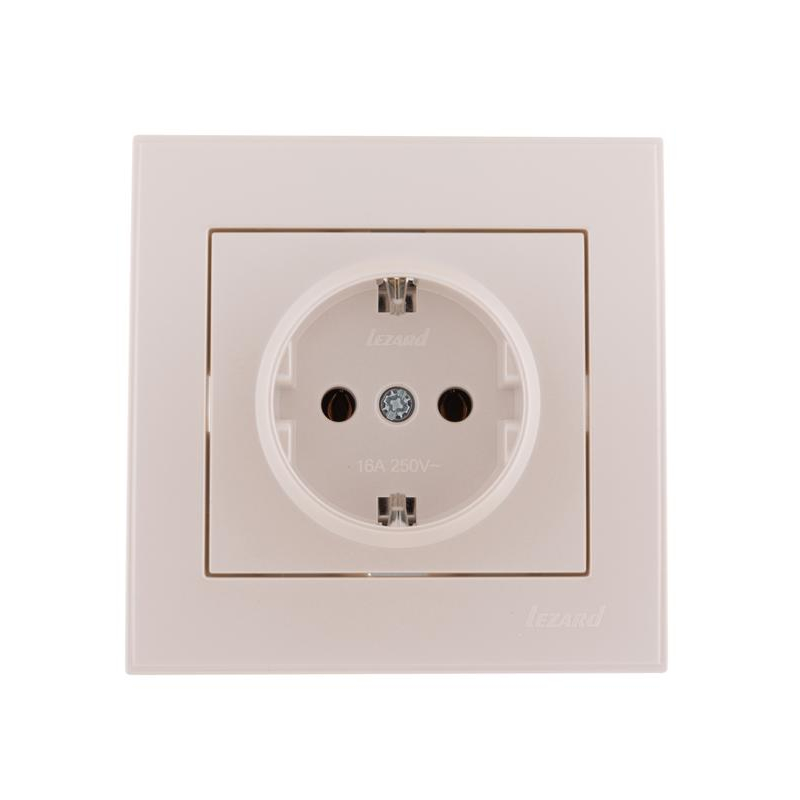 Розетка 1-м СП Рейн с заземл. керамика жемчуж./бел. перламутр. LEZARD 703-3030-122