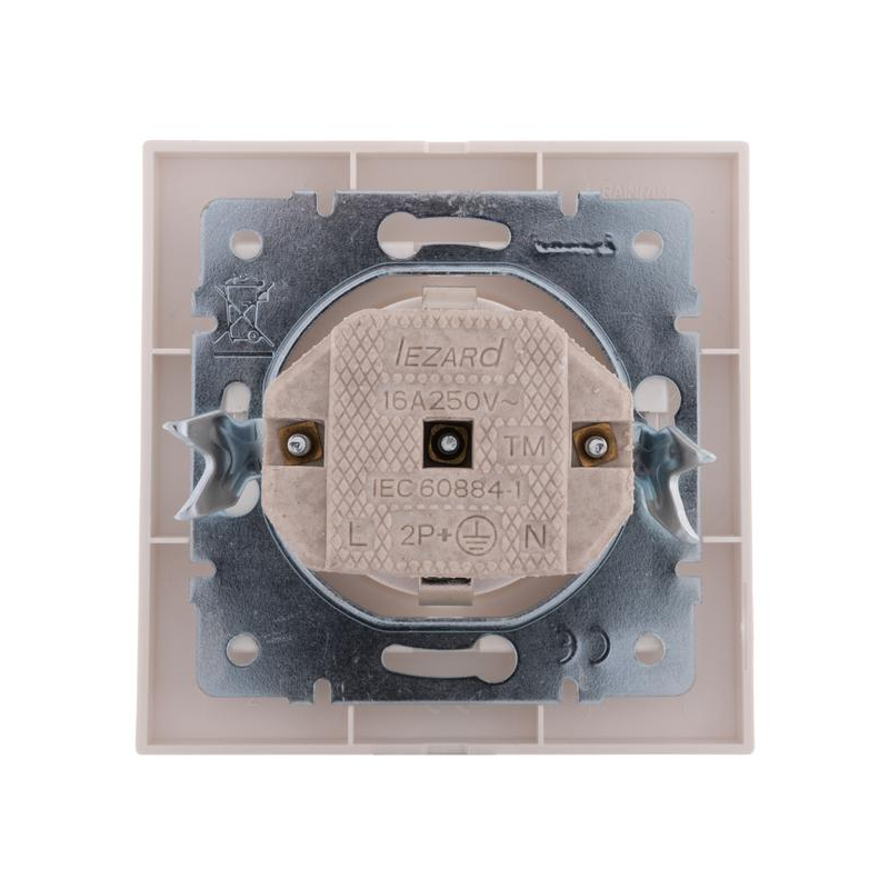 Розетка 1-м СП Рейн с заземл. керамика жемчуж./бел. перламутр. LEZARD 703-3030-122