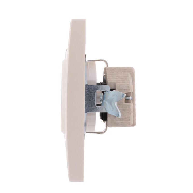 Розетка 1-м СП Рейн с заземл. керамика жемчуж./бел. перламутр. LEZARD 703-3030-122