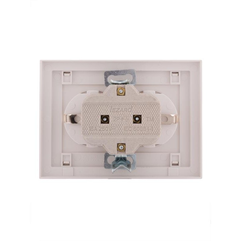 Розетка 2-м СП Рейн с заземл. керамика жемчуж./бел. перламутр. LEZARD 703-3030-127