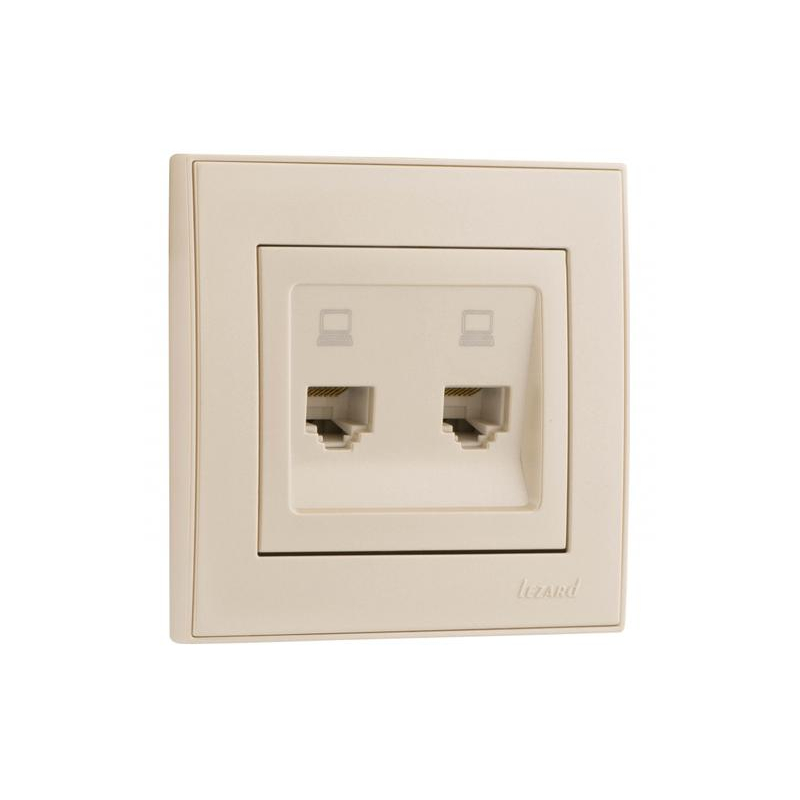 Розетка компьютерная 2-м СП Рейн жемчуж./бел. перламутр. LEZARD 703-3030-141