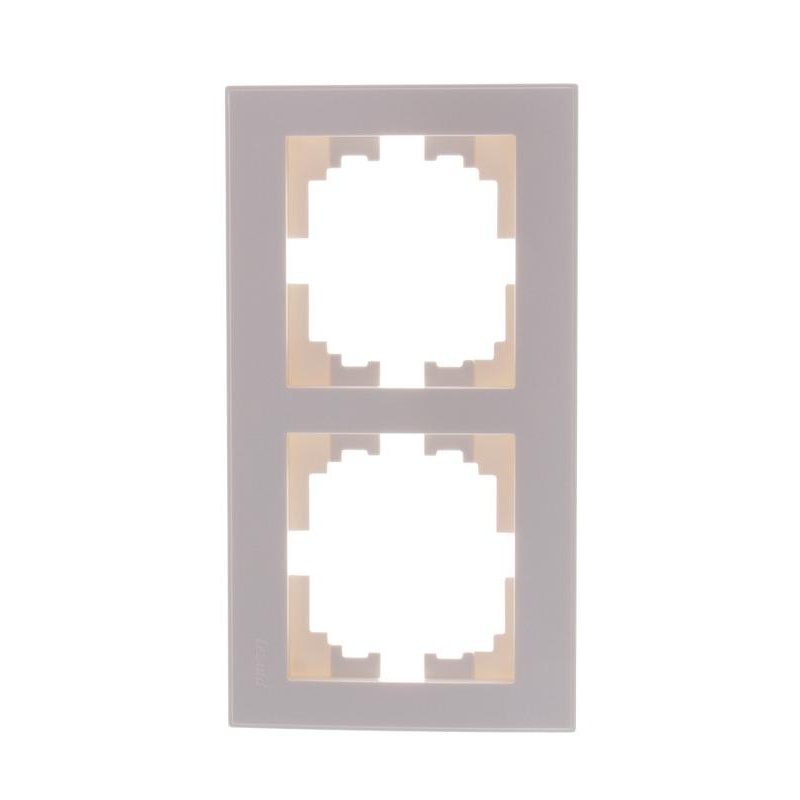 Рамка 2-м Рейн горизонт. с боковой вставкой жемчуж./бел. метал. LEZARD 703-3030-147