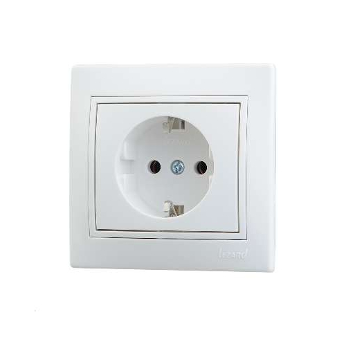 Розетка 1-м СП Мира с заземл. бакалит бел. с бел. встав. LEZARD 701-0202-122B