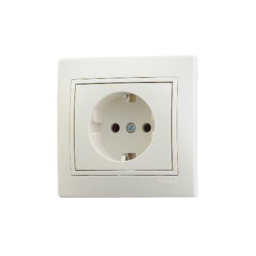 Розетка 1-м СП Мира с заземл. бакалит крем. с крем. встав. LEZARD 701-0303-122B