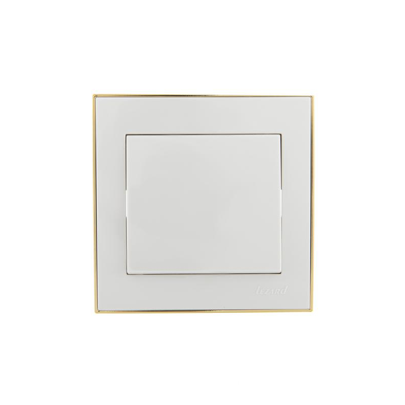 Выключатель 1-кл. СП Рейн 10А IP20 с зол. боковой вставкой бел. LEZARD 703-0226-100