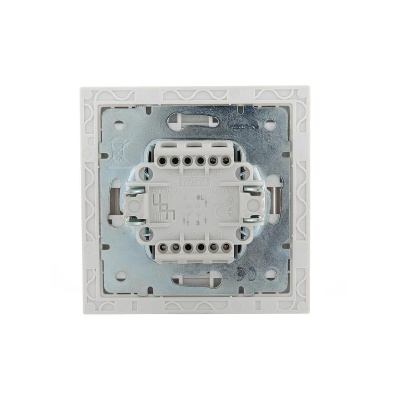 Выключатель 2-кл. СП Рейн 10А IP20 с зол. боковой вставкой бел. LEZARD 703-0226-101