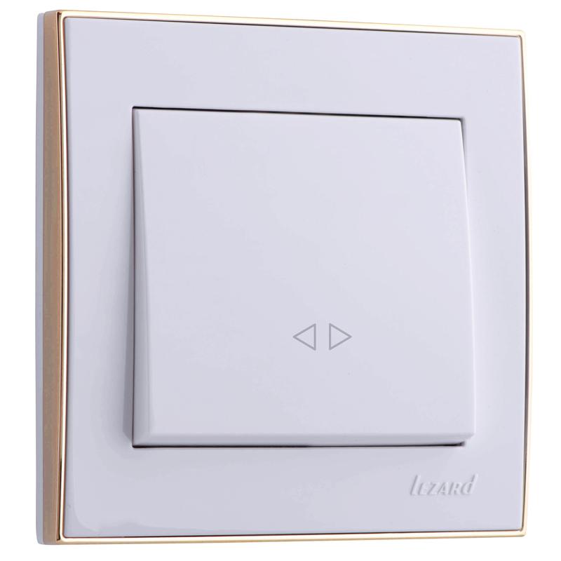 Выключатель 1-кл. СП Рейн 10А IP20 с зол. боковой вставкой бел. LEZARD 703-0226-107