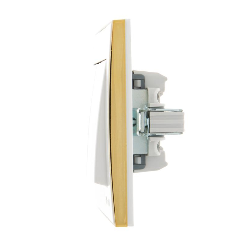 Выключатель 3-кл. СП Рейн 10А IP20 с зол. боковой вставкой бел. LEZARD 703-0226-109