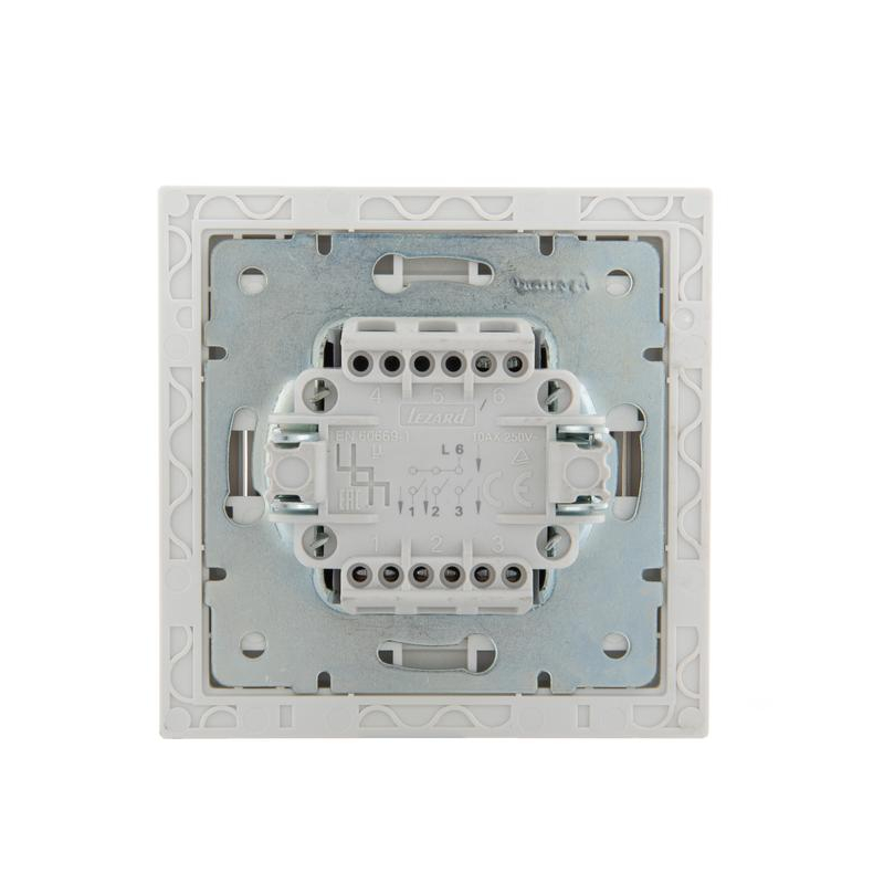 Выключатель 3-кл. СП Рейн 10А IP20 с зол. боковой вставкой бел. LEZARD 703-0226-109