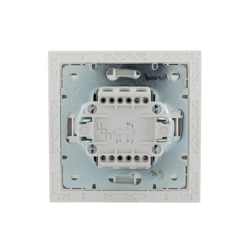 Выключатель 2-кл. СП Рейн 10А IP20 с подсветкой с зол. боковой вставкой бел. LEZARD 703-0226-112