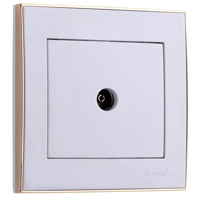 Розетка TV СП Рейн проходная бел. с боковой вст. зол. LEZARD 703-0226-129