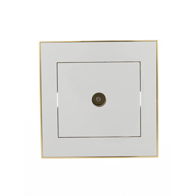 Розетка TV СП Рейн оконечная бел. с боковой вст. зол. LEZARD 703-0226-130