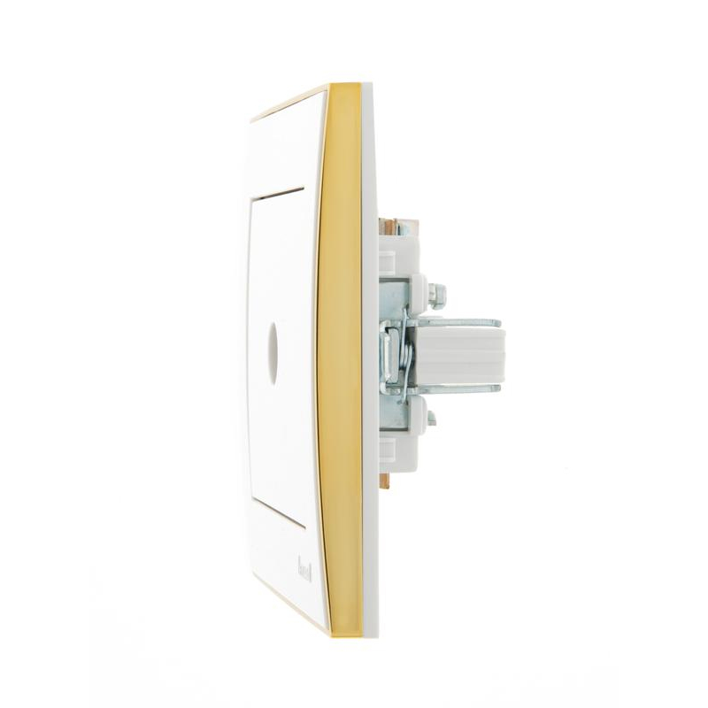 Розетка TV СП Рейн оконечная бел. с боковой вст. зол. LEZARD 703-0226-130