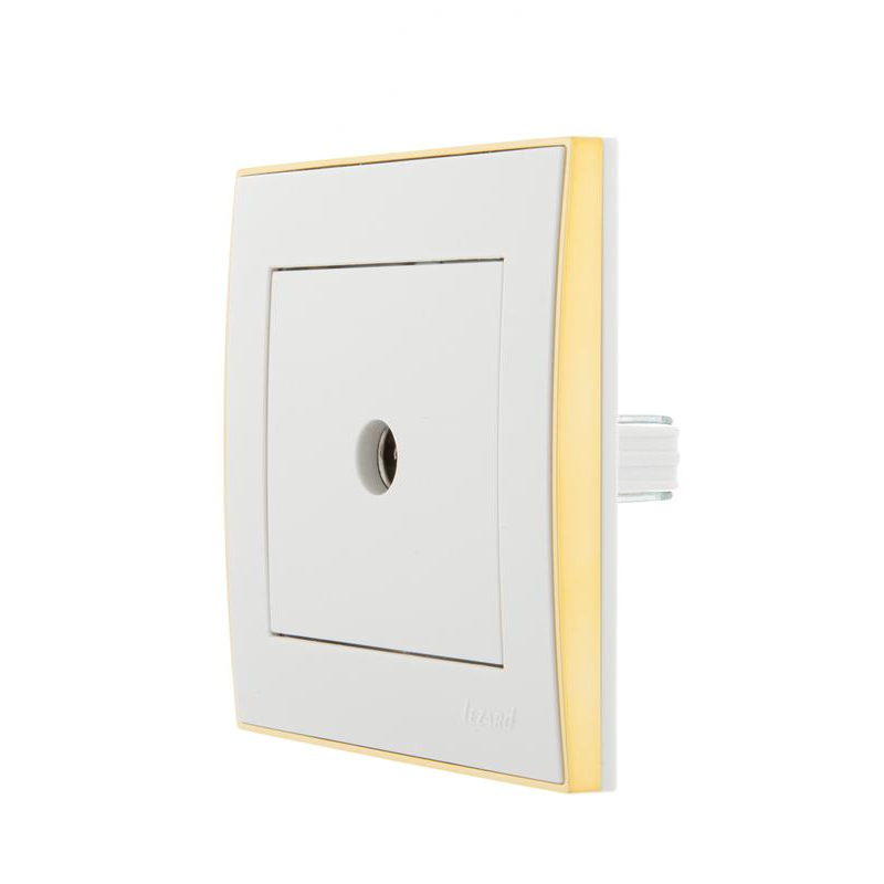 Розетка TV СП Рейн оконечная бел. с боковой вст. зол. LEZARD 703-0226-130