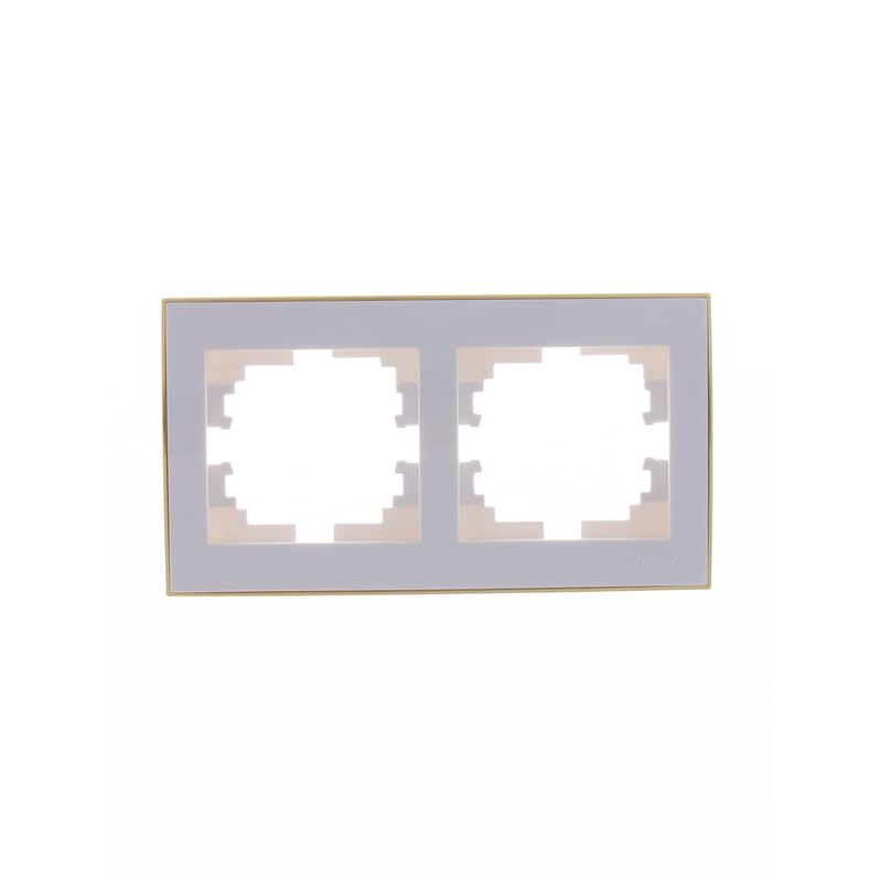 Рамка 2-м Рейн горизонт. бел. с боковой встав. зол. LEZARD 703-0226-147