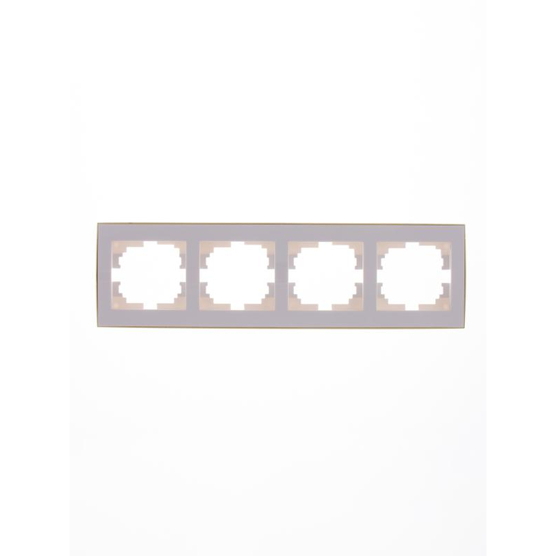 Рамка 4-м Рейн горизонт. бел. с боковой встав. зол. LEZARD 703-0226-149
