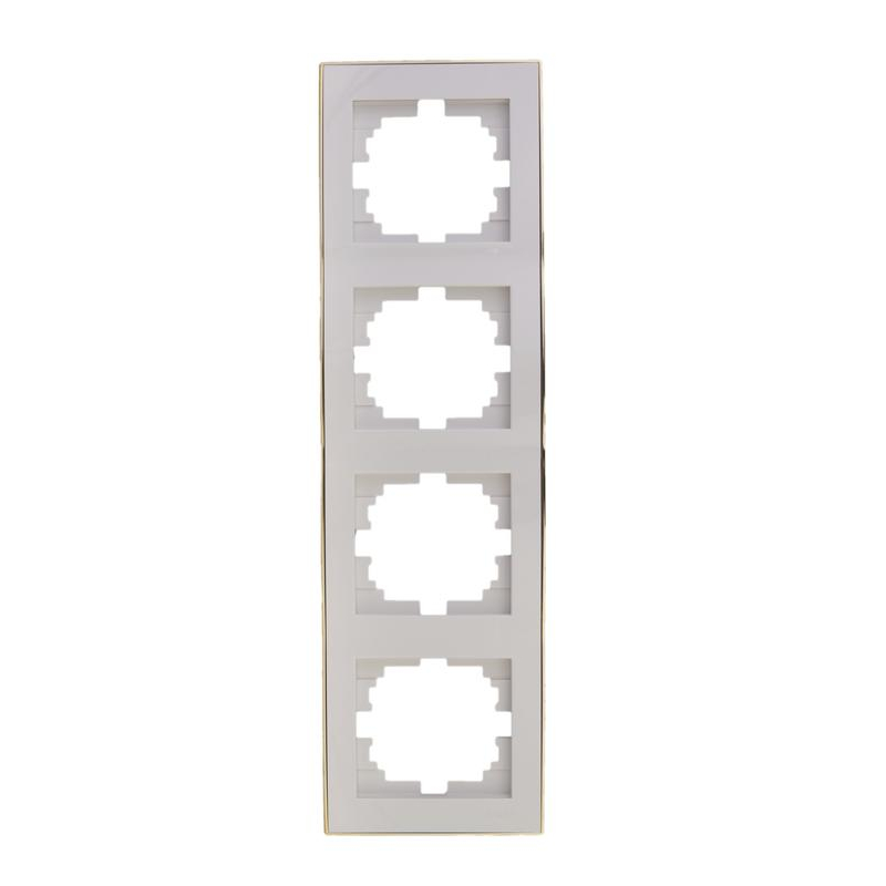 Рамка 4-м Рейн верт. бел. с боковой вст. зол. LEZARD 703-0226-154