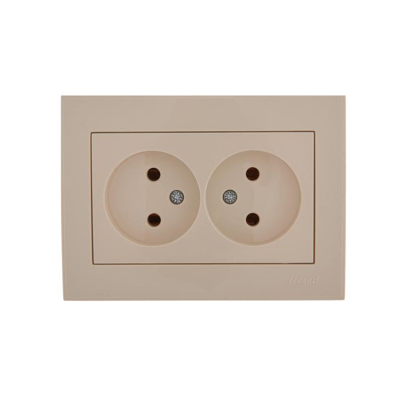 Розетка 2-м СП Рейн 16А IP20 без заземл. керамика крем. LEZARD 703-0303-128