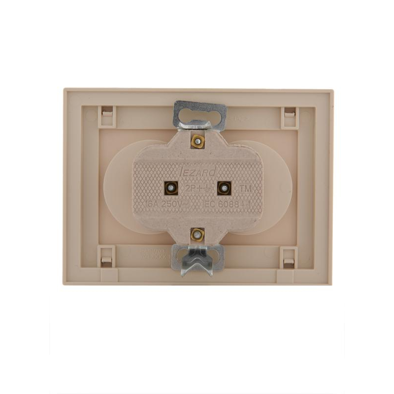 Розетка 2-м СП Рейн 16А IP20 без заземл. керамика крем. LEZARD 703-0303-128