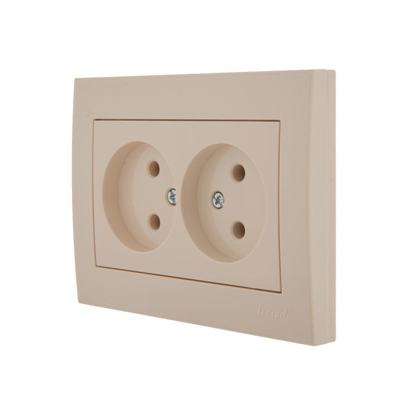 Розетка 2-м СП Рейн 16А IP20 без заземл. керамика крем. LEZARD 703-0303-128