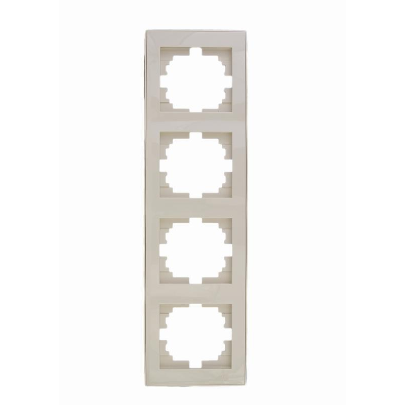 Рамка 4-м Рейн верт. крем. с боковой встав. LEZARD 703-0303-154