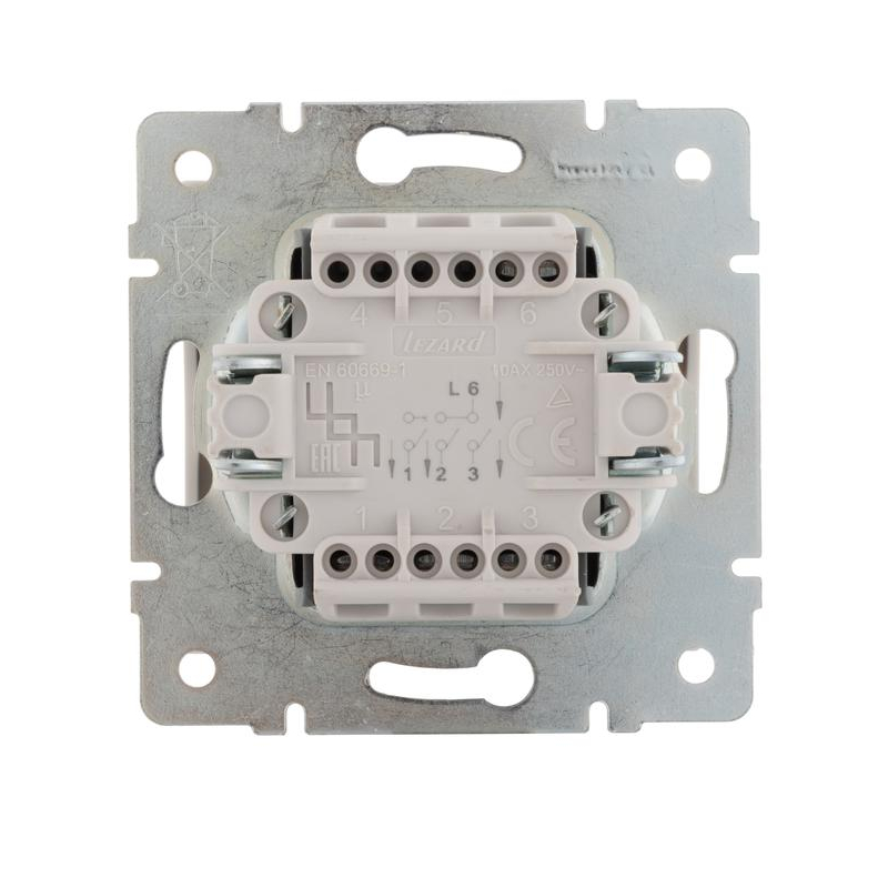 Механизм выключателя 3-кл. СП Рейн IP20 бел. LEZARD 703-0288-109