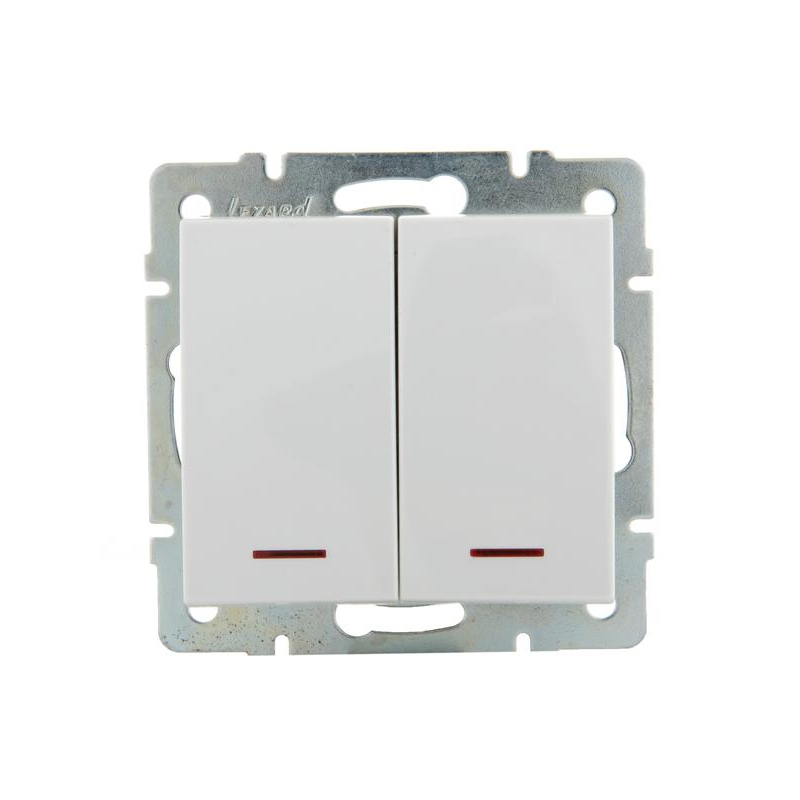 Механизм выключателя 2-кл. СП Рейн IP20 с подсветкой бел. LEZARD 703-0288-112