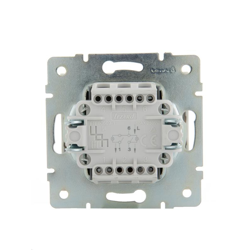 Механизм выключателя 2-кл. СП Рейн IP20 с подсветкой бел. LEZARD 703-0288-112