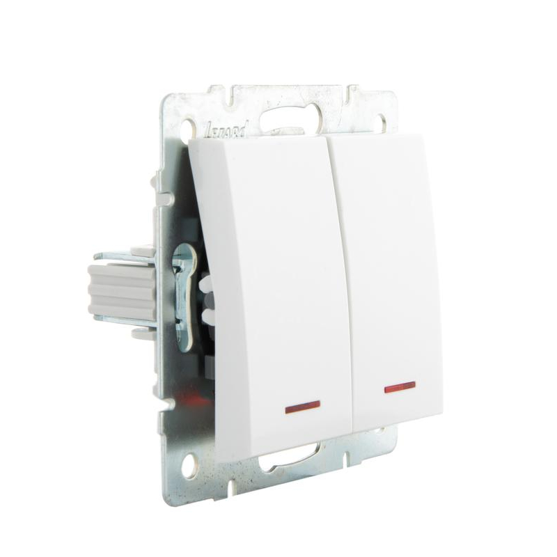 Механизм выключателя 2-кл. СП Рейн IP20 с подсветкой бел. LEZARD 703-0288-112