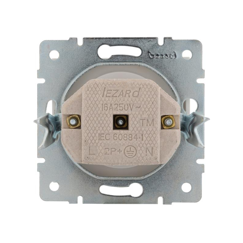 Механизм розетки 1-м СП Рейн 16А IP20 без заземл. керамика бел. LEZARD 703-0288-121