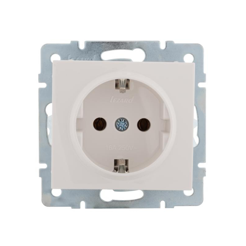Механизм розетки 1-м СП Рейн 16А IP20 с заземл. керамика бел. LEZARD 703-0288-122