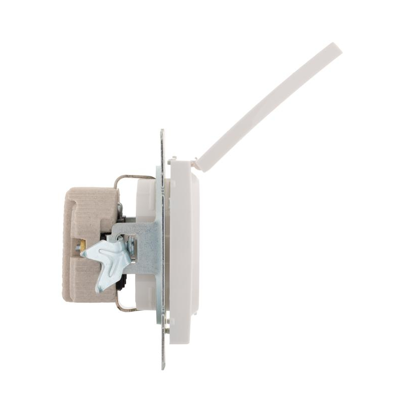 Механизм розетки 1-м СП Рейн 16А IP20 с заземл. с крышкой керамика бел. LEZARD 703-0288-123