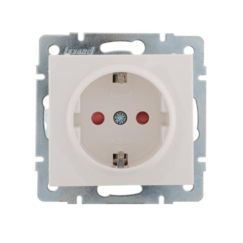 Механизм розетки 1-м Рейн защ. шторки керамика бел. LEZARD 703-0288-124