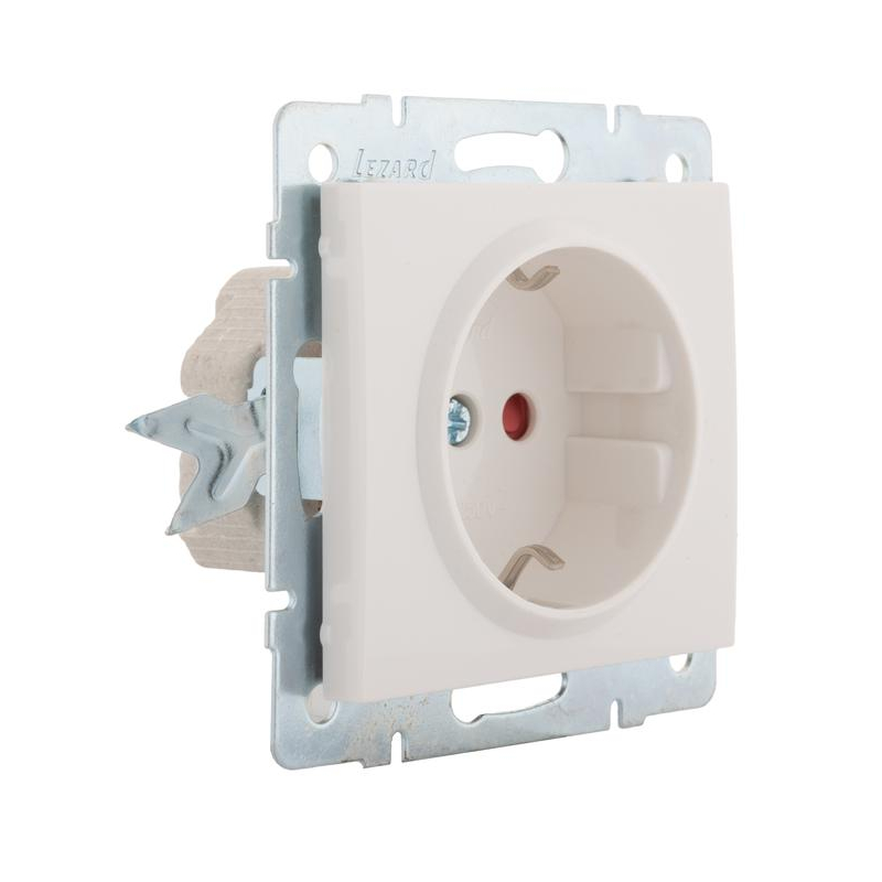 Механизм розетки 1-м Рейн защ. шторки керамика бел. LEZARD 703-0288-124