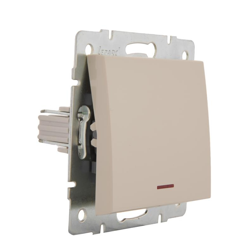 Механизм выключателя 1-кл. СП Рейн IP20 с подсветкой крем. LEZARD 703-0388-111