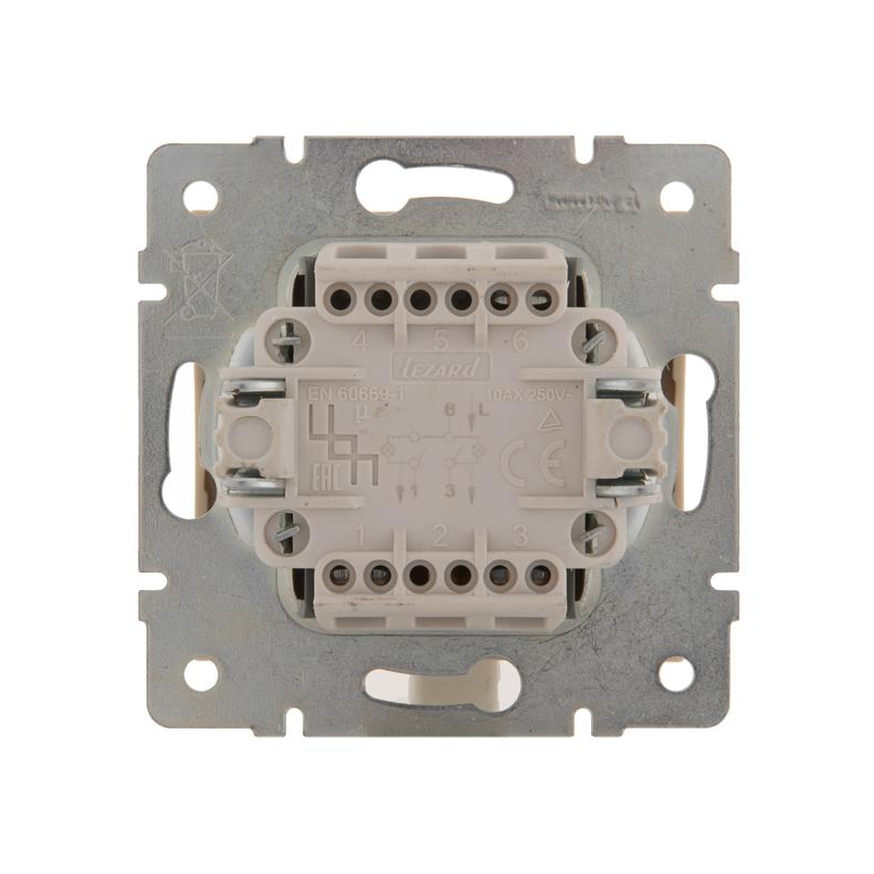 Механизм выключателя 2-кл. СП Рейн IP20 с подсветкой крем. LEZARD 703-0388-112