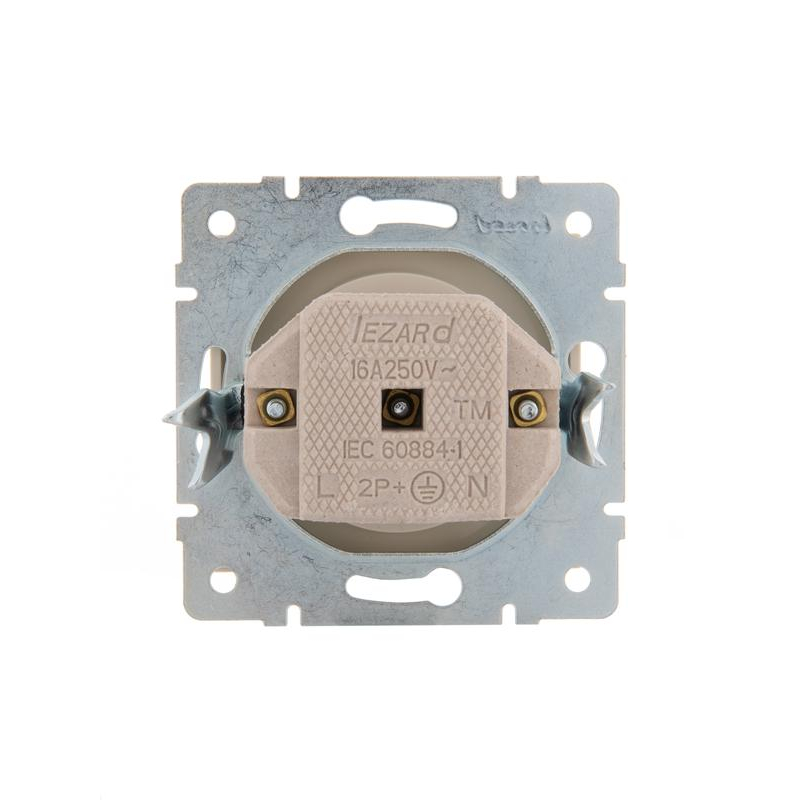 Механизм розетки 1-м СП Рейн 16А IP20 без заземл. керамика крем. LEZARD 703-0388-121